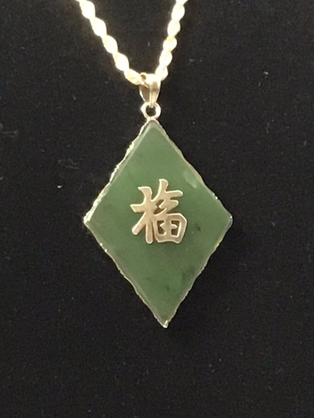 Sterling Silver Jade Pendant Gold Plated Vintage 2.25”